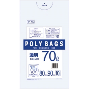 Ｐ－７５　ポリバッグビジネス７０Ｌ　透明　１０枚