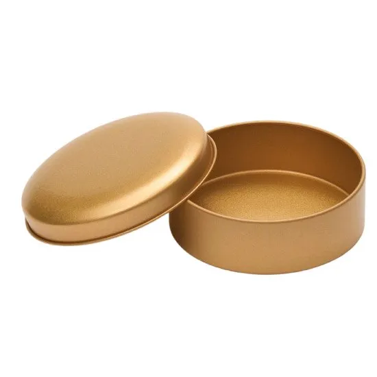 【個人宅・北海道・沖縄不可】Ｃａｎｄｙ缶　ラウンド缶　サテンゴールド　１５０個入【直送品：Ｚ－Ｃ】