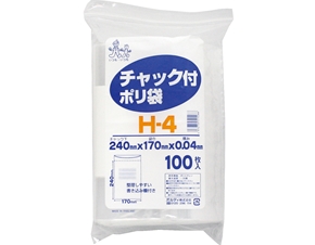 チャック付ポリ袋　Ｈ－４　１００枚入