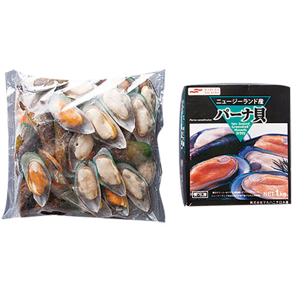 ウミオス）パーナ貝殻付 M　1kg（約22～33g×25～45粒入）