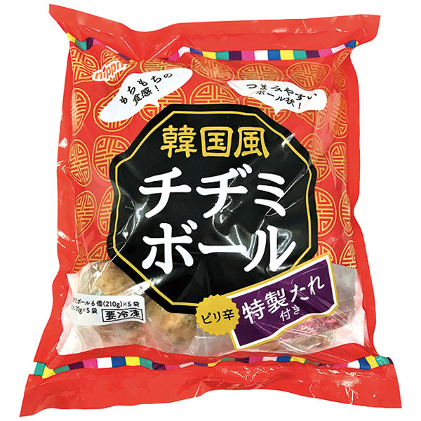 ニップン）韓国風チヂミボール　210g（6個入）×5パック（タレ20g×5袋）