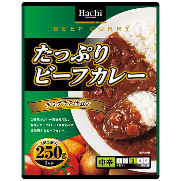 ハチ食品）たっぷりビーフカレー中辛　1食250g