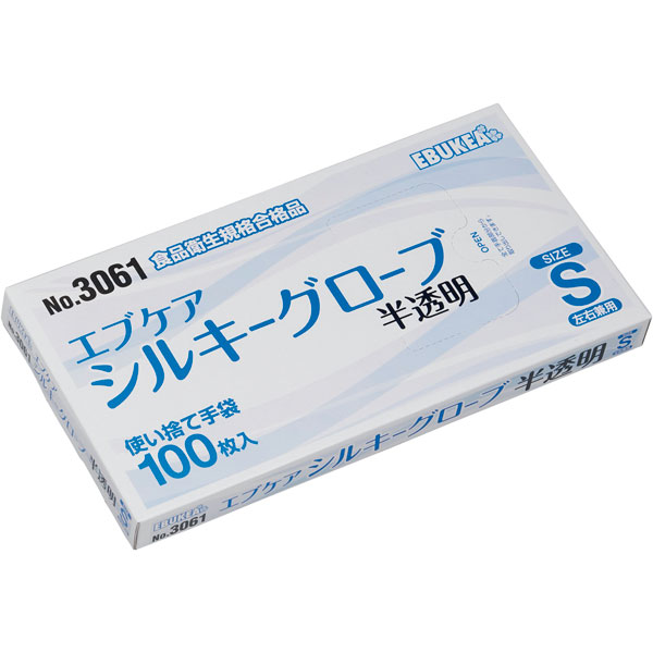 エブケアシルキーグローブ　半透明　箱入Ｓ　３０６１【亀山出荷】　１００枚入