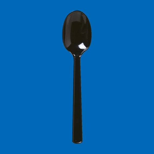 プラスチックスプーン１６ｃｍ黒　ポリ完封タイプ（１袋１００本）　１００本入