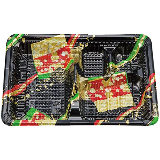 弁当容器　ＣＺ－２２１（Ｎ）　本体　彩帯黒　５０枚入【蓋　別売り】