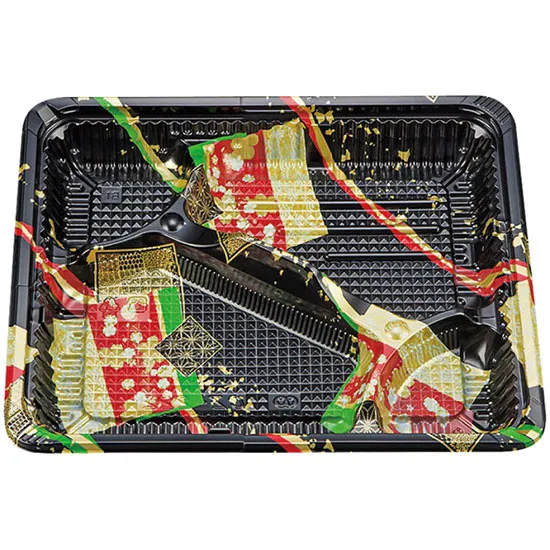 弁当容器　ＣＺ－２２２（Ｎ）　本体　彩帯黒　５０枚入【蓋　別売り】