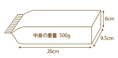 バイタロンの計算例。26cm×9.5cm×6cmの容器と中身500gのイラスト