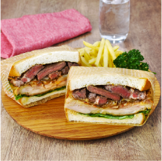 Ｗステーキサンド（ビーフ＆チキン)